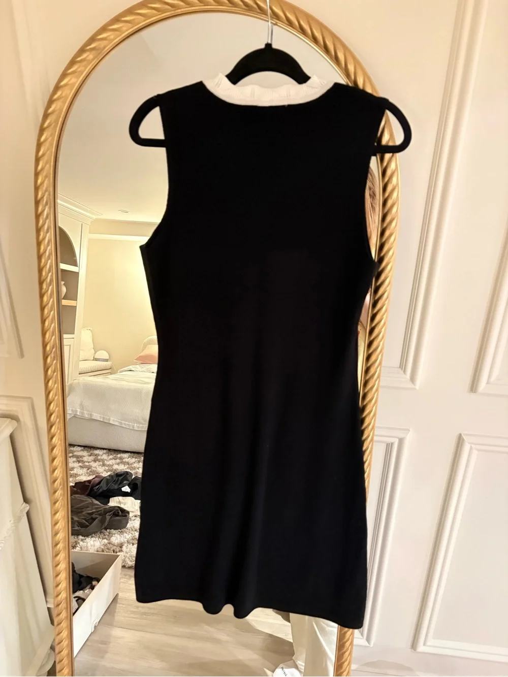 Nanette Lepore Black Sleeveless Shift Dress with White Trim